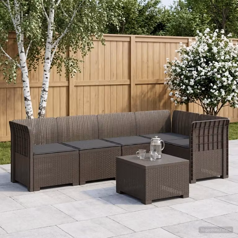 vidaXL Divano da Giardino a L con Cuscini in Polyrattan, 5 Posti, Grigio Antracite