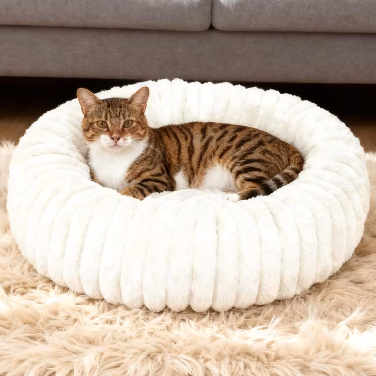 Cuccia per cani di 60 cm, color beige, in peluche, adatta a cani e gatti, lavabile e antiscivolo