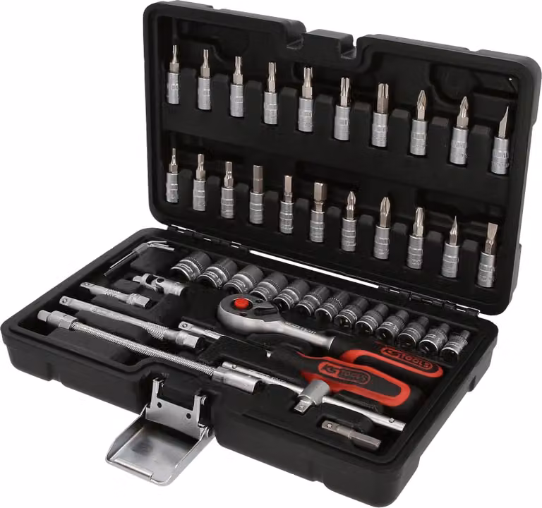 Set di chiavi a bussola da 1/4", 48 pezzi, con custodia in plastica