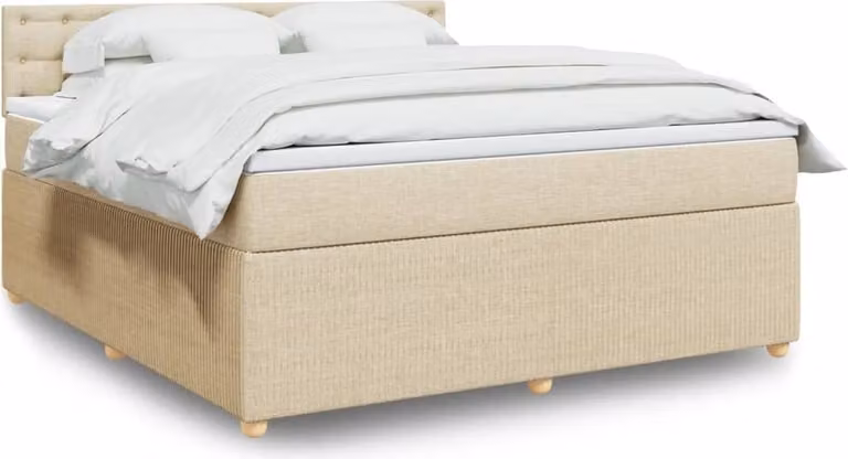 Maison Exclusive - Letto boxspring con materasso Crema 180x200 cm Tessuto