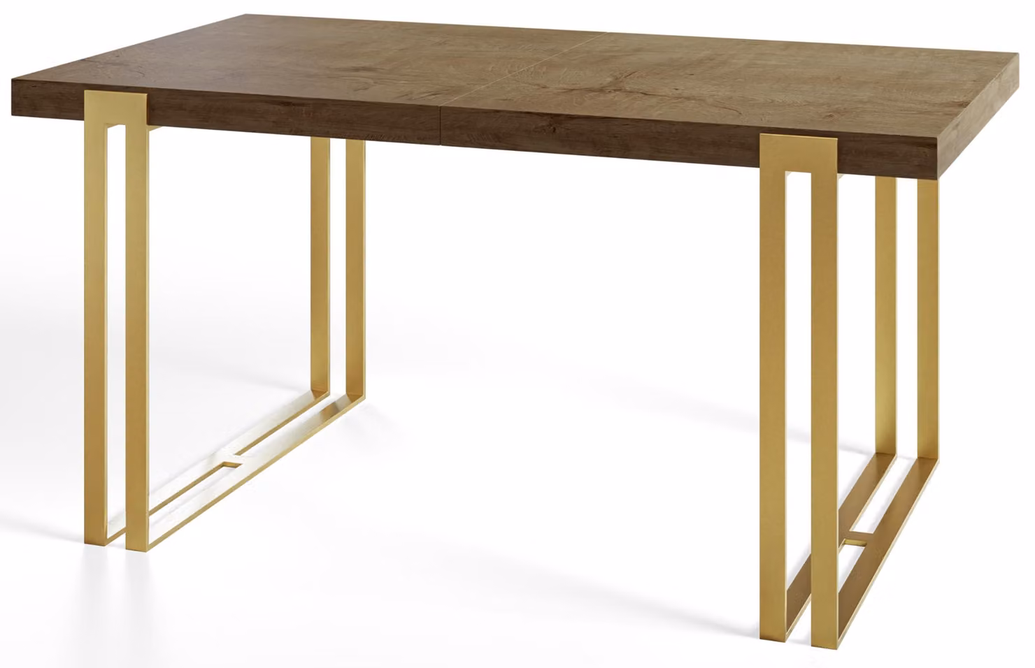 Tavolo da pranzo rettangolare allungabile rosa, tavolo da salotto moderno 160-260 x 90 x 77 cm, Lefkas con gambe in metallo dorato