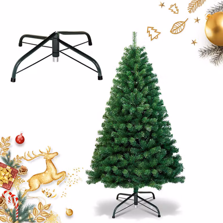 Jayseuw 150cm albero di Natale artificiale, albero di Natale con supporto in metallo, albero di Natale 488 punte aghi in PVC, albero di Natale artificiale sistema pieghevole verde