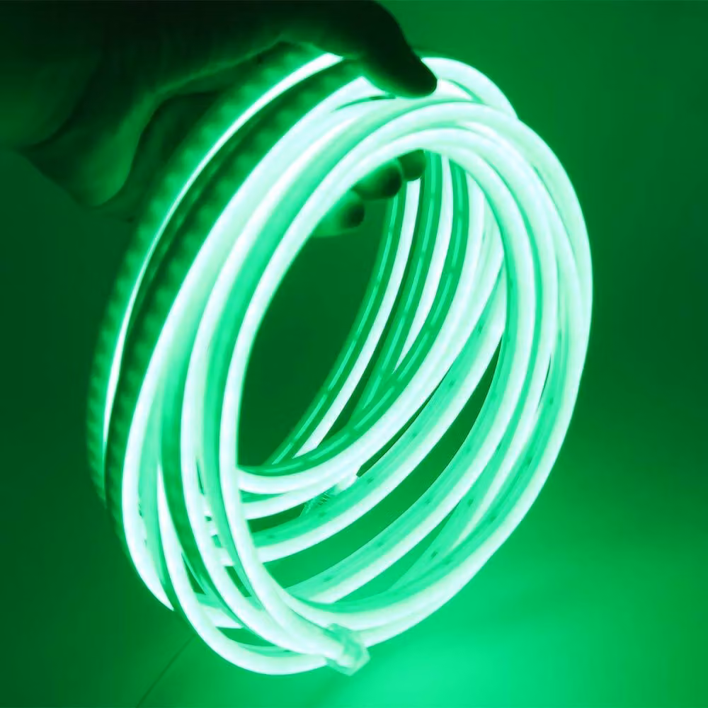 Striscia LED effetto neon, 5 metri, verde, flessibile, impermeabile, alimentazione DC 12V, 120 LED