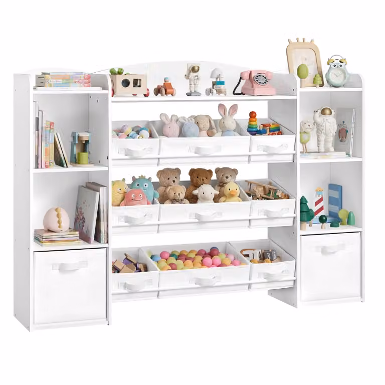 Libreria Montessori per bambini con scatole portagiochi