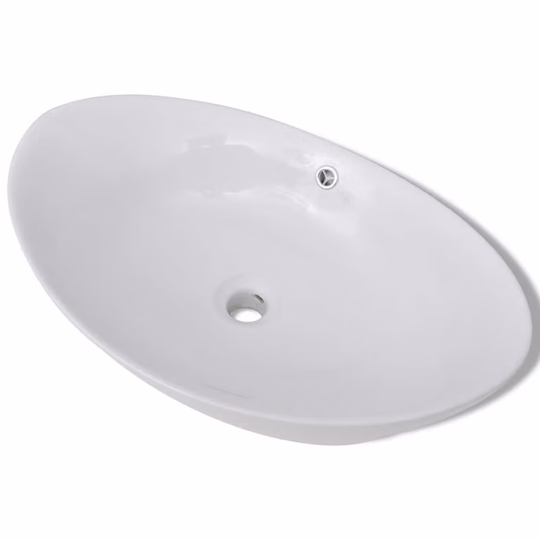Lavello Ovale in Vetroceramica con Troppopieno 59 x 38,5 cm