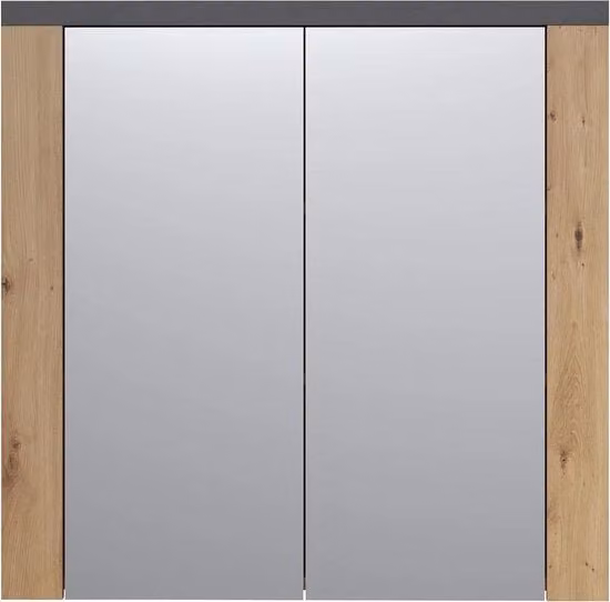 Specchio di legno in marrone grigio - 79 x 78 x 20 cm