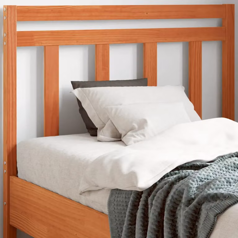 Testiera per letto vidaXL in legno massello di pino color marrone cera, stile rustico, L: 100 cm