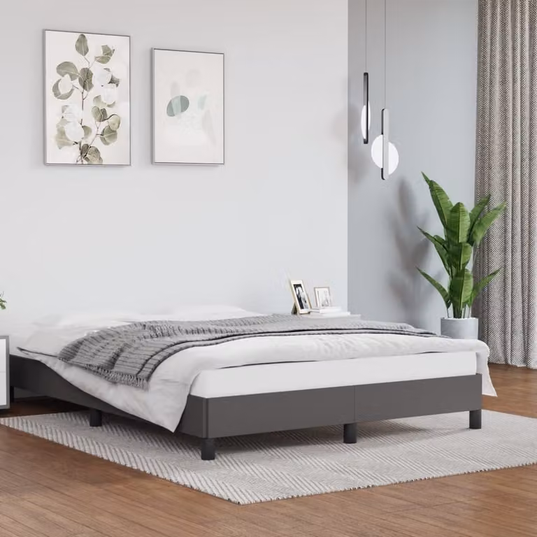 The Living Store Struttura letto grigio 140x200 cm in ecopelle