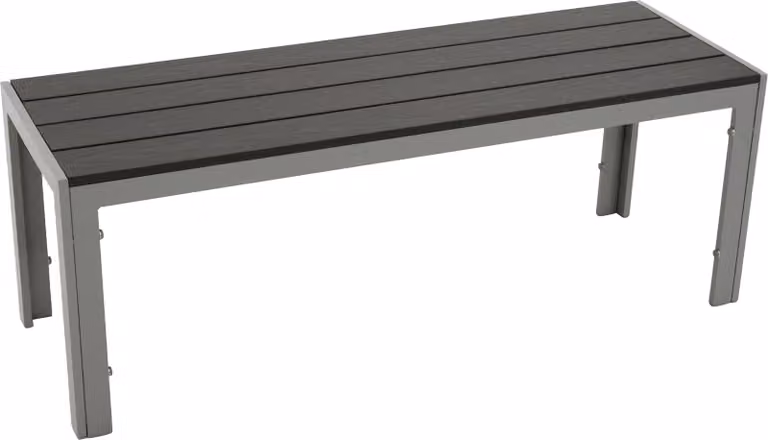 DEGAMO Panca sgabello Panchina da giardino SORANO 2 posti Alluminio grigio argento Legno artificiale grigio scuro