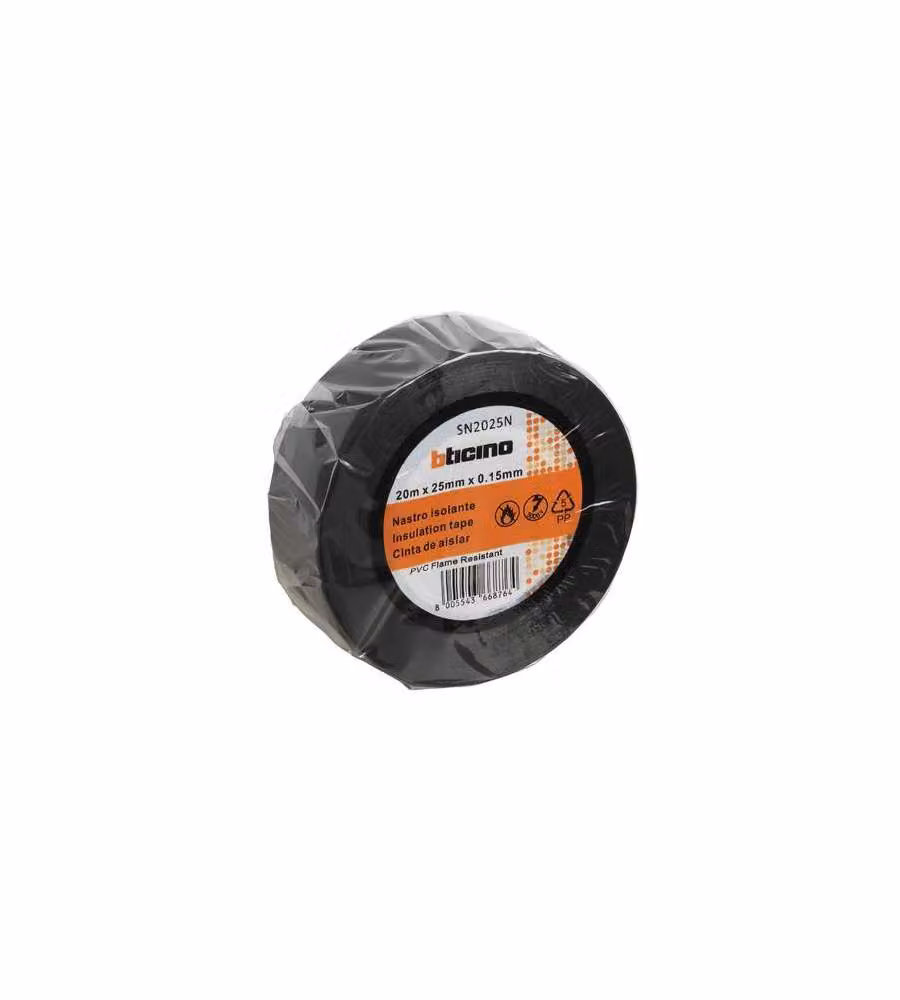 Nastro Isolante PVC Nero 25mm x 20m Autoestinguente Flessibile