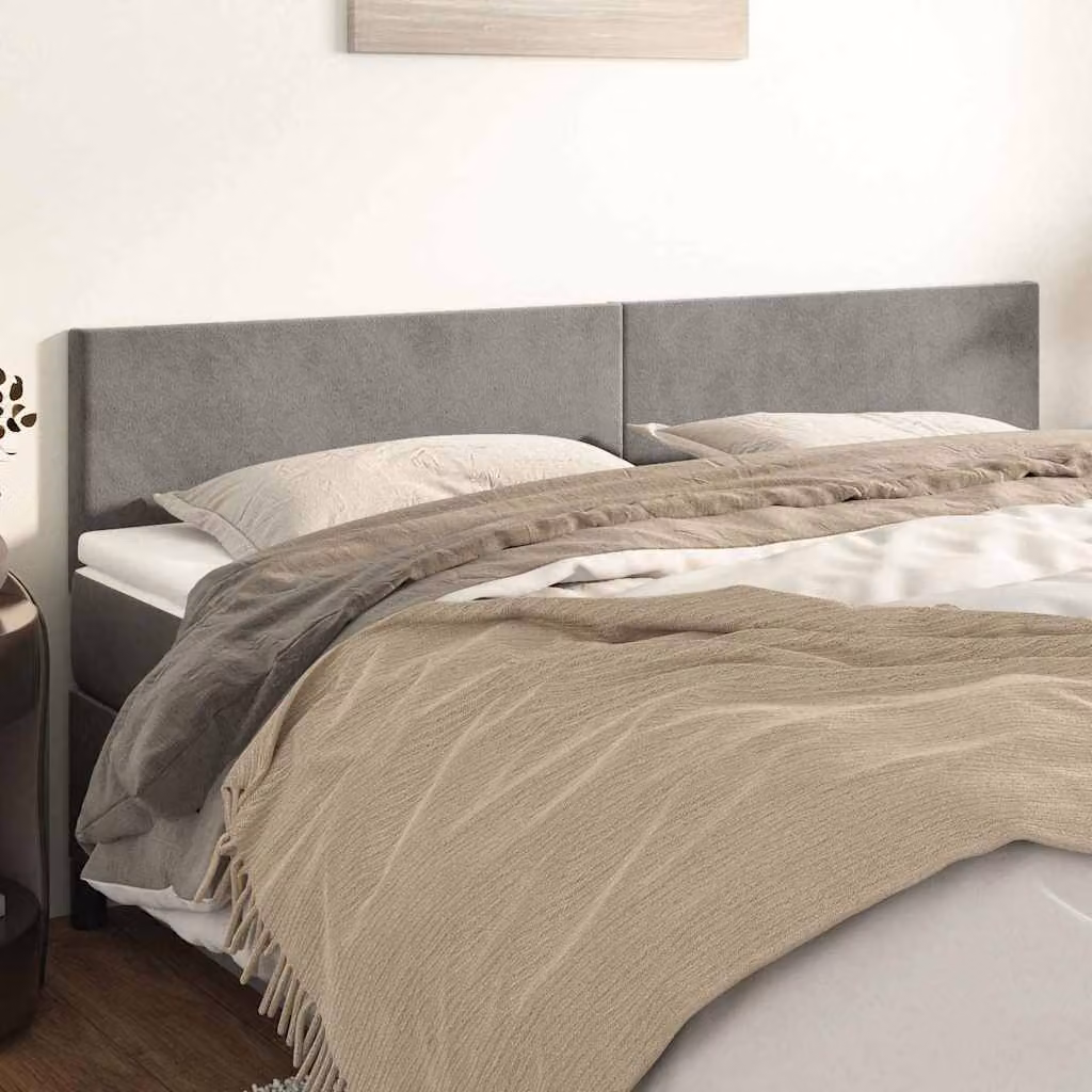 Testiera per letto vidaXL in velluto grigio chiaro con pannello imbottito L: 200 cm, P: 5 cm, H: 78-88 cm