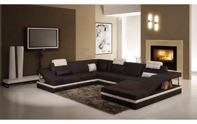 Wohnlandschaft Ecksofa Ledersofa Sofa Couch Polster Sitz Eck Garnitur 2723