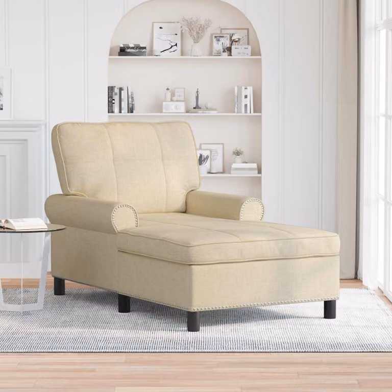 Chaise Lounge moderna vidaXL in tessuto beige con imbottitura in schiuma, L: 157 cm, P: 91 cm, H: 91 cm