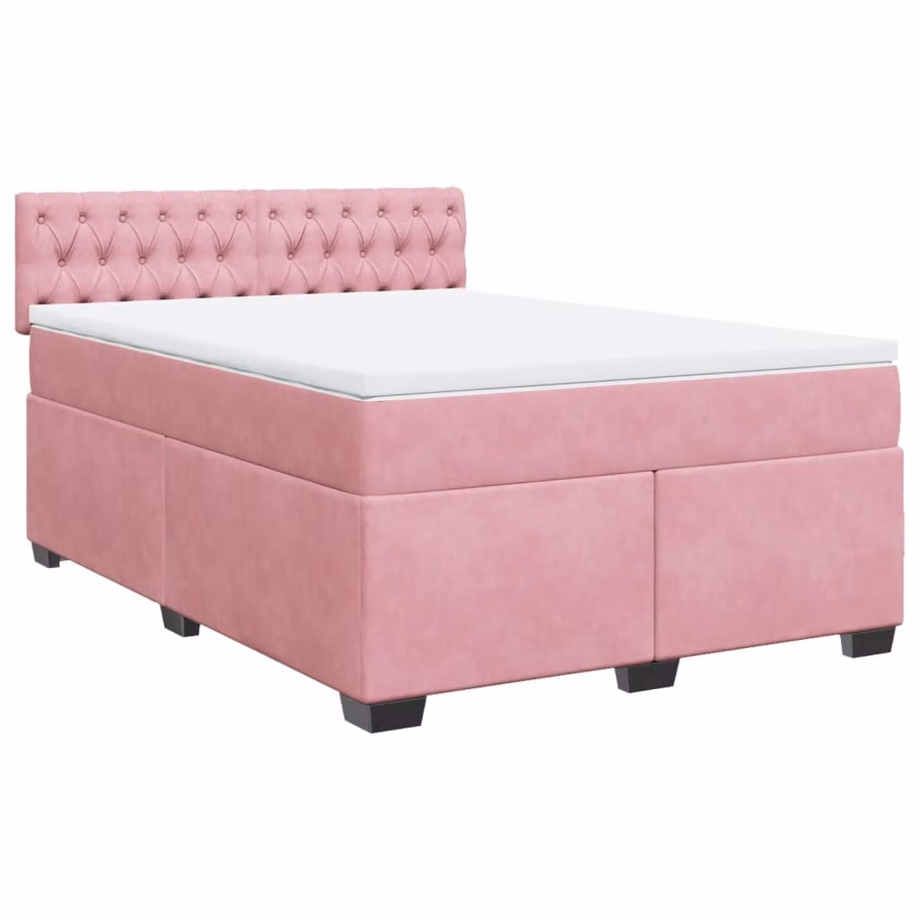 Giroletto a Molle con Materasso Rosa 160x200 cm in Velluto