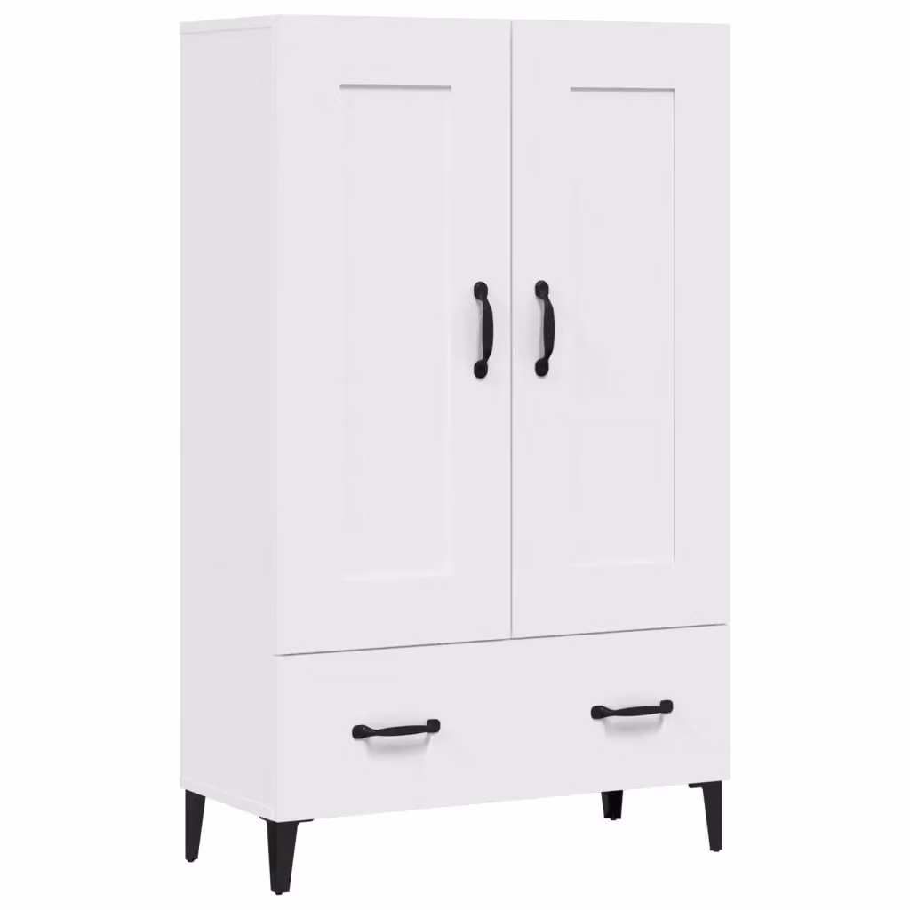 Credenza bianca vidaXL in legno e metallo con stile industriale, L 70 cm x P 31 cm x H 115 cm – 2