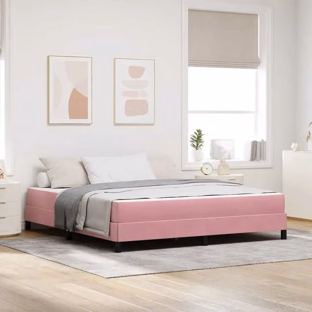 Letto a molle con materasso Rosa 180 x 200 cm Tessuto 3398712