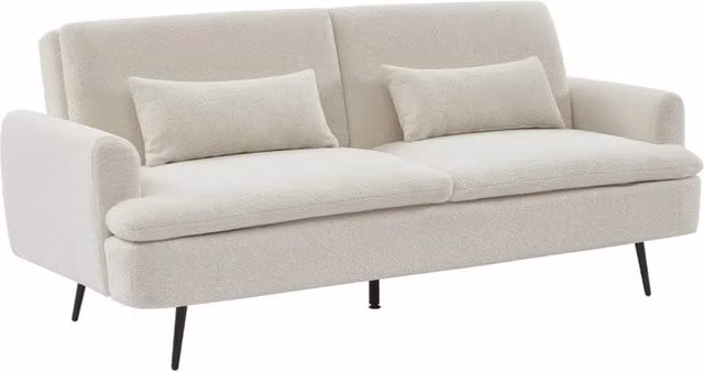 Divano letto in bouclé, 2–3 posti, crema