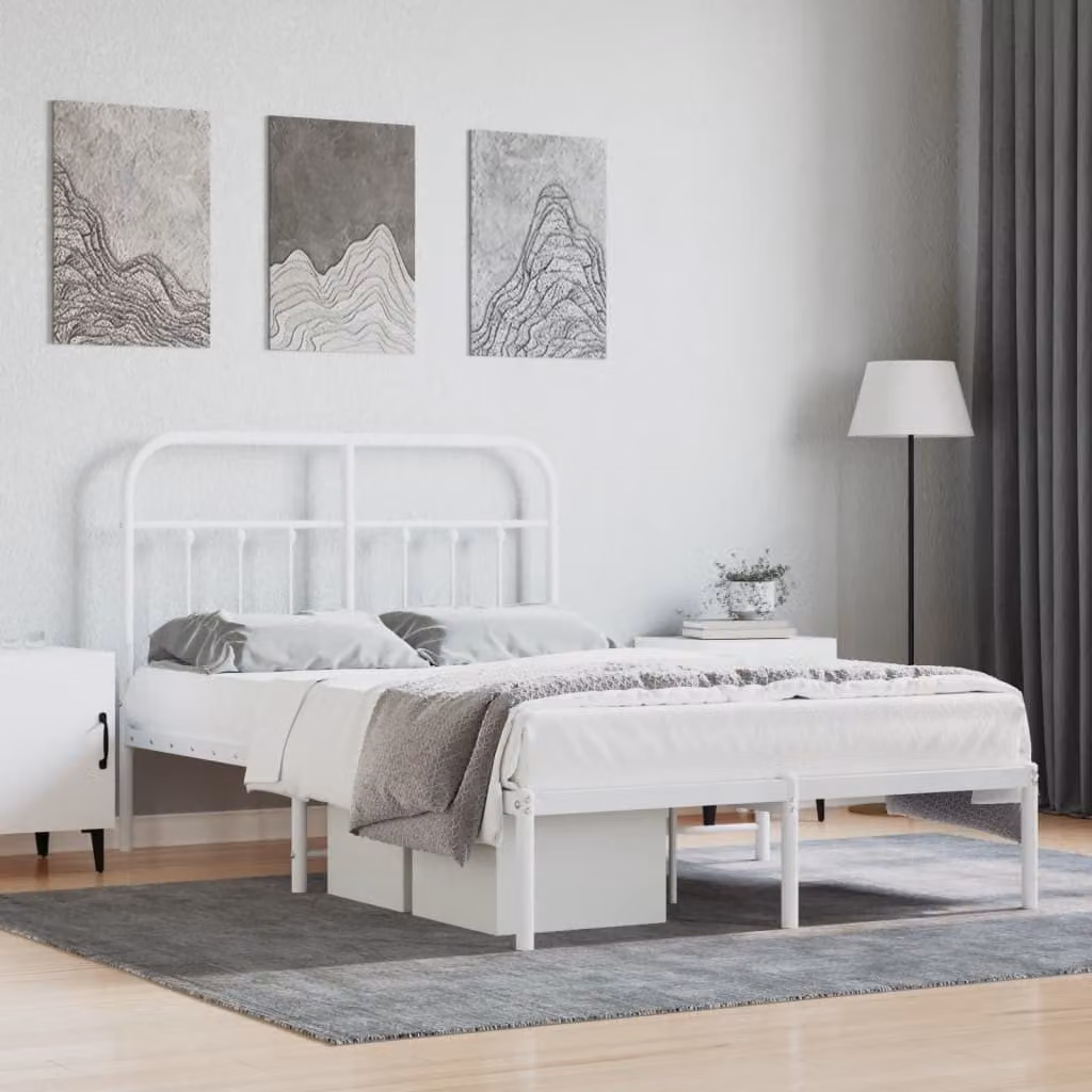 The Living Store Struttura letto con testiera in metallo bianco 120x200 cm