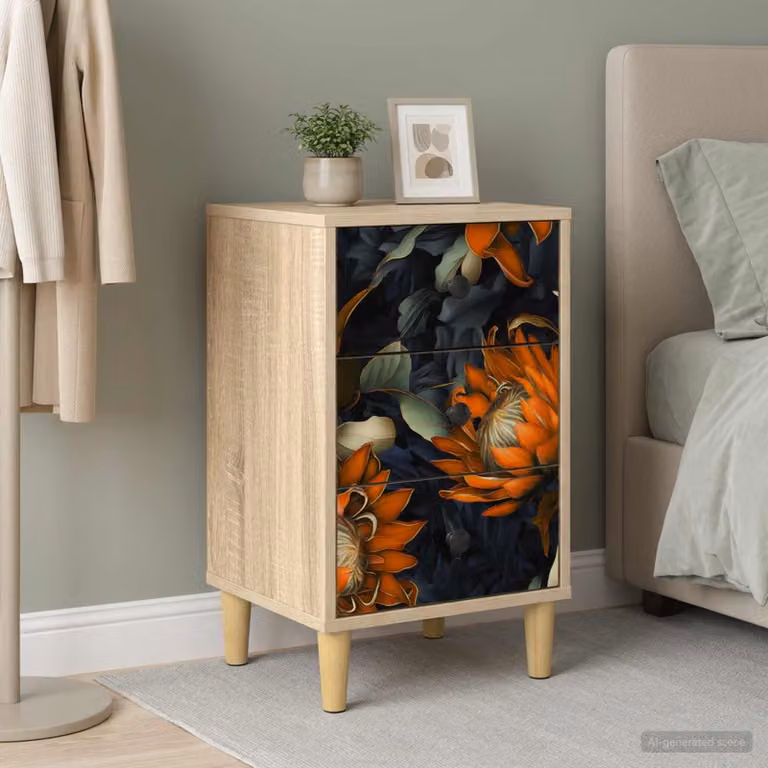 Armadio da Notte vidaXL LOCHEM Rovere Sonoma e Nero L 36 cm x P 33 cm x H 60 cm
