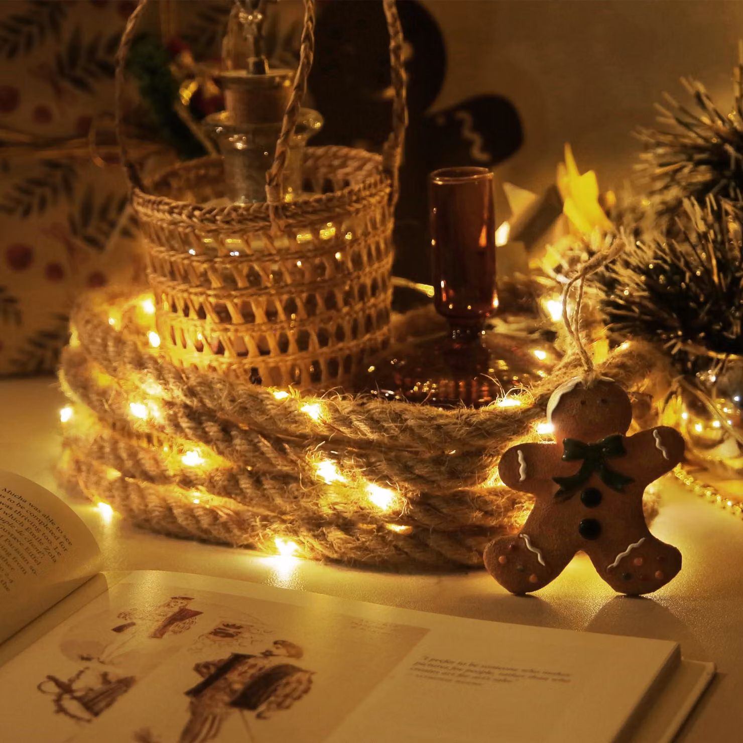 Catena luminosa a LED, 60 LED bianco caldo, alimentazione USB, lunghezza 3 metri, colore beige
