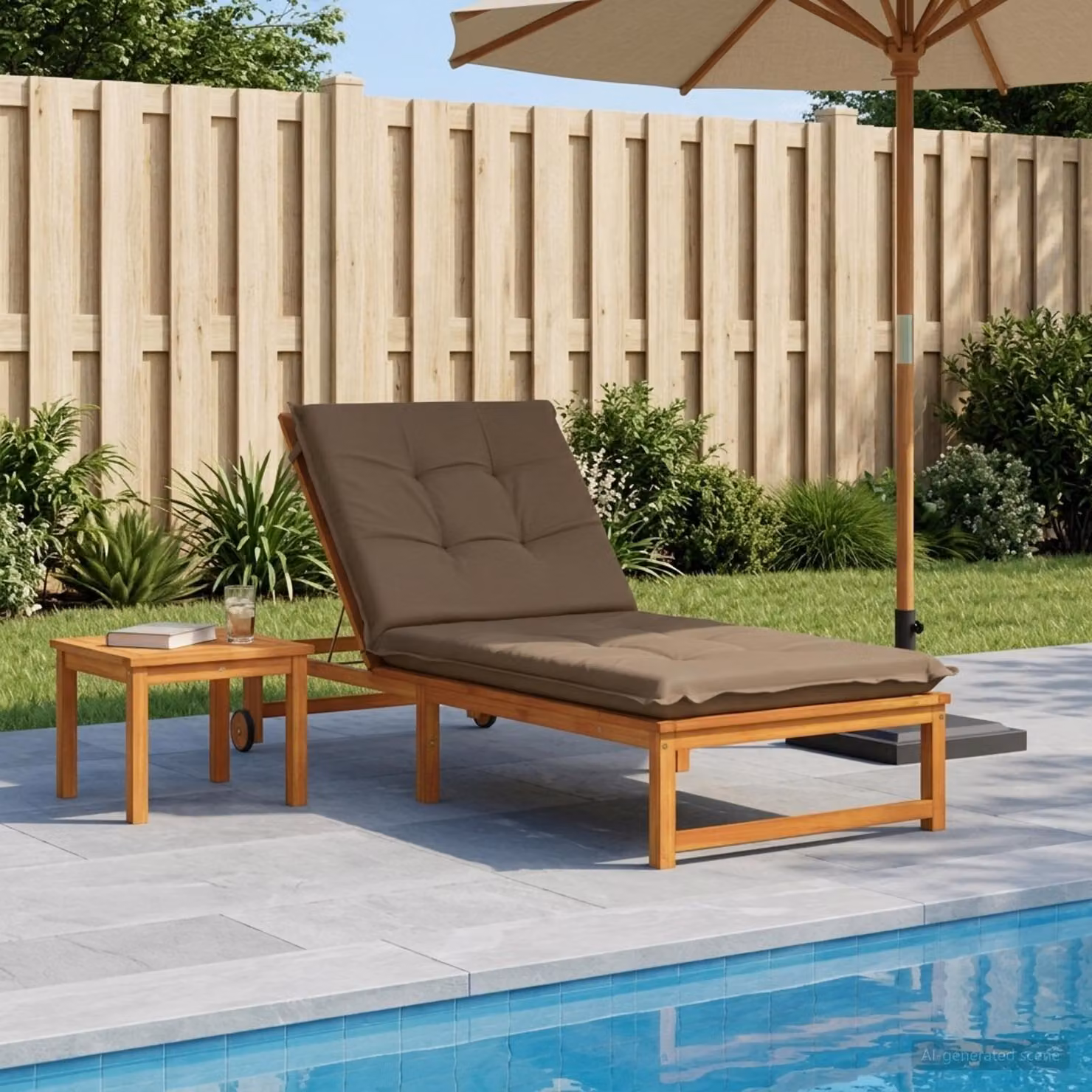 Cuscino per lettino vidaXL GEMERT in poliestere con rivestimento rimovibile e resistente ai raggi UV, colore tortora