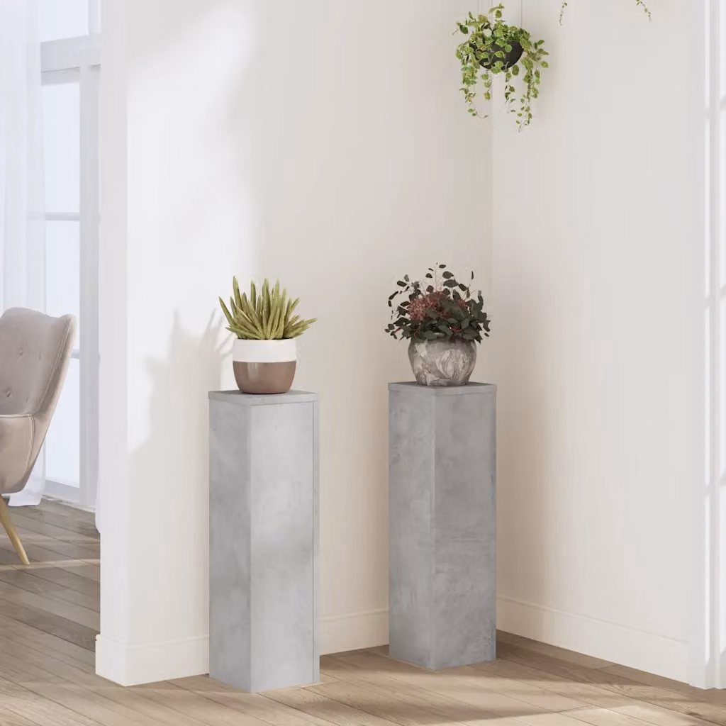 Set di 2 supporti per piante vidaXL in stile minimalista, colore grigio, L/P/H: 17 x 17 x 60 cm