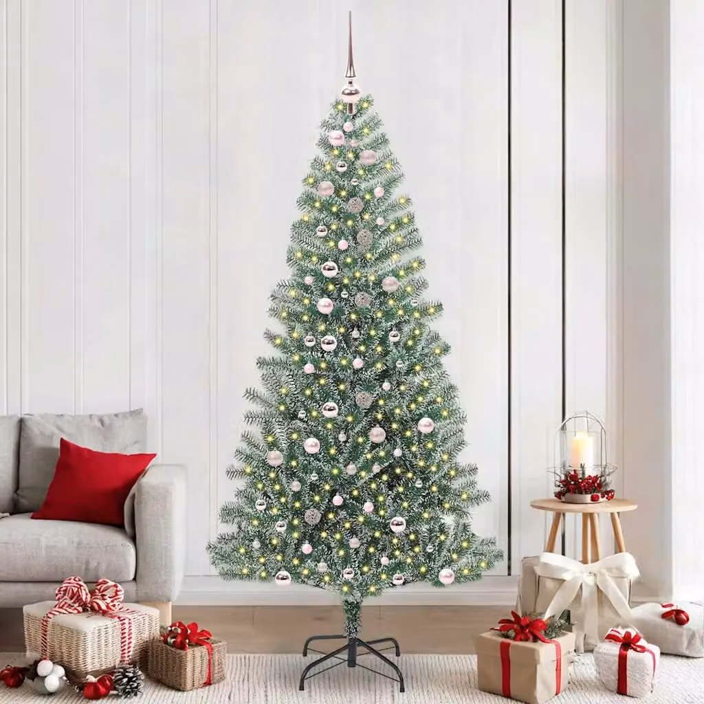 Albero di Natale Artificiale Imbiancato con Luci LED Warm White vidaXL, Altezza: 240 cm