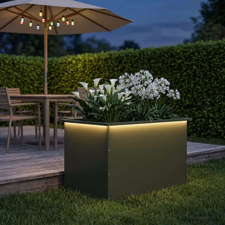 Fioriera da giardino con LED vidaXL in metallo Verde, L 80 x P 50 x H 48 cm