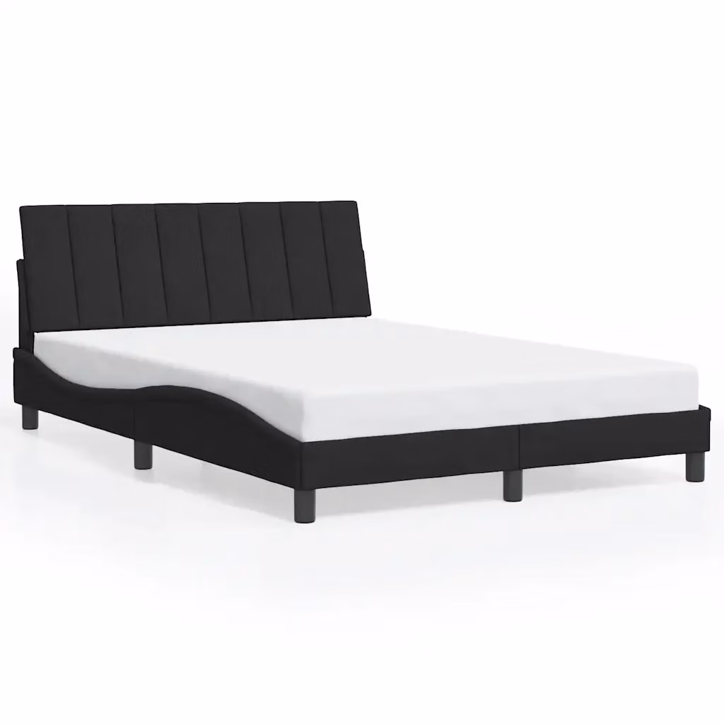 Giroletto Hanko vidaXL in Velluto Nero con Doghe in Legno L/P: 140 x 190 cm – 2