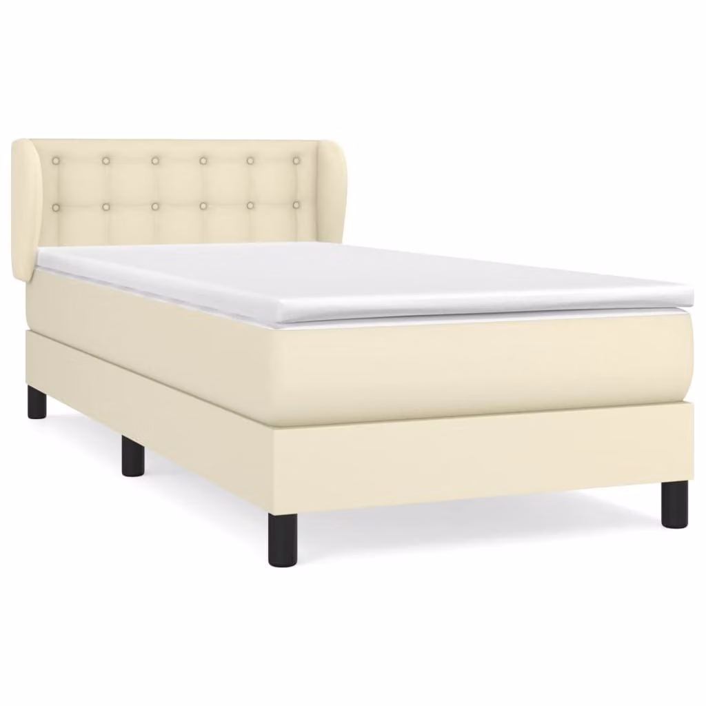 Giroletto a Molle con Materasso Crema 90x200 cm in Pelle finta