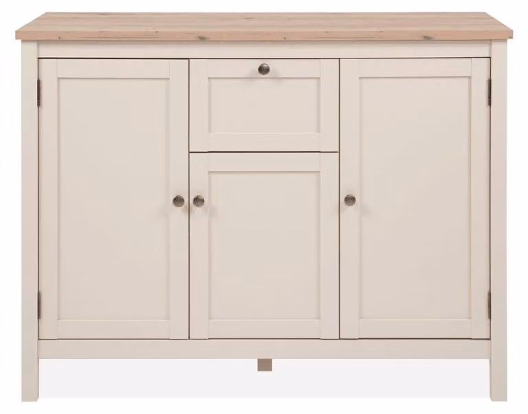 Calicosy - Credenza a 3 ante e 1 cassetto, effetto cashmere e rovere L120 cm - LUND
