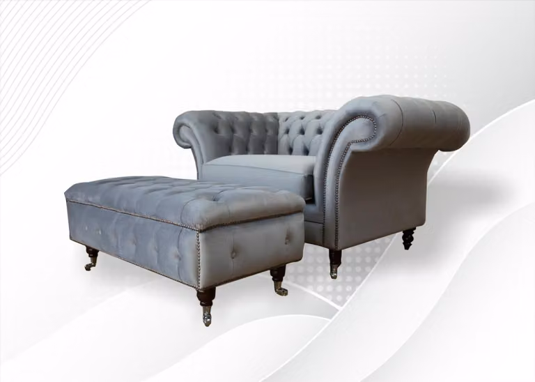 Design Chesterfield Stoff Couch Sessel 1.5 Sitzer Polster Sofas Lounge Club