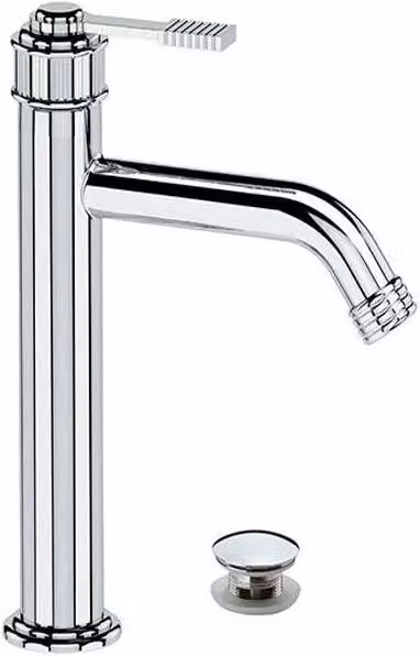 Miscelatore lavabo, altezza media, senza foro sul corpo, con scarico click-clack e troppopieno - serie Atelier