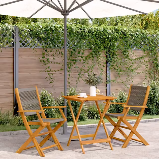Set da Bistrot 3pz Grigio in Polipropilene e Legno Massello 3281806