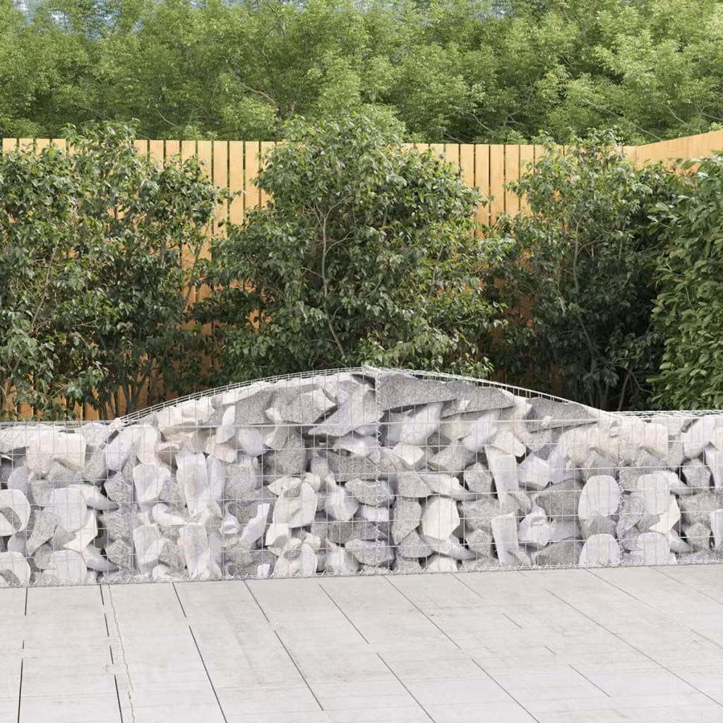 Set di 3 Cesti Gabbioni ad Arco vidaXL in Acciaio Zincato Grigio L: 400 cm, P: 30 cm, H: 60/80 cm