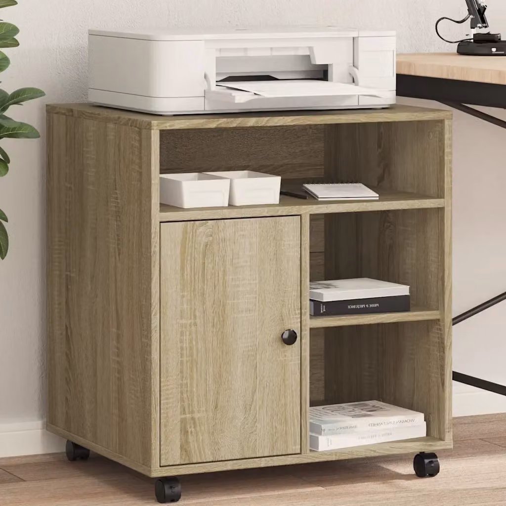 Supporto per Stampante con Ruote in Legno Rovere Sonoma Marrone L: 60 cm, P: 50 cm, H: 67 cm CFW9202747 – 2