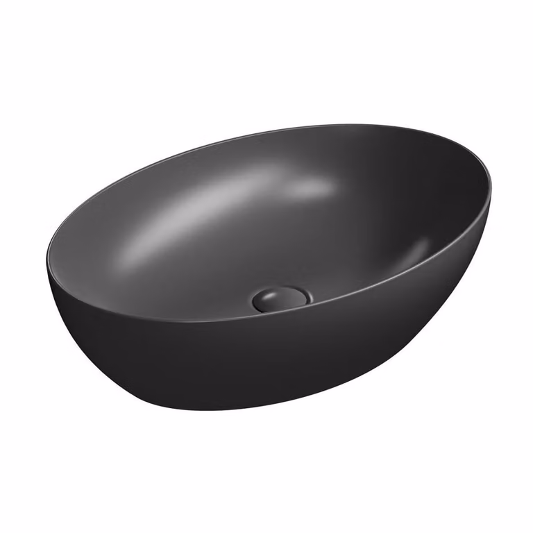 Lavabo da appoggio PURA 60x42 cm, nero opaco