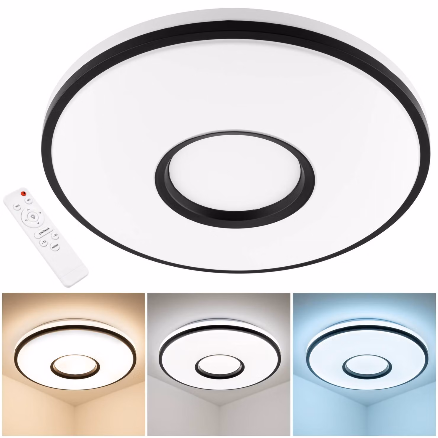 LUMILED LED lampada da soffitto 72W 6480lm 50cm plafoniera CCT 3000-6500K con telecomando bianco rotondo design moderno soggiorno camera dei bambini camera da letto