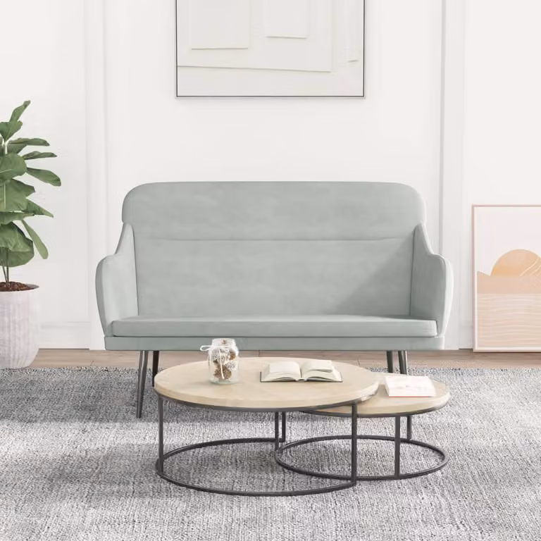 Panca vidaXL in velluto grigio con braccioli per soggiorno L: 110 cm, P: 76 cm, H: 80 cm