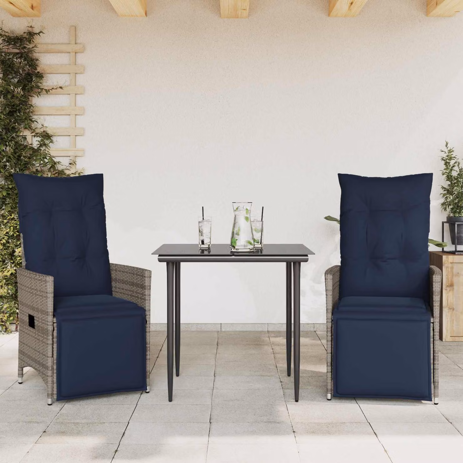 vidaXL Sedie da giardino reclinabili 2 pz con cuscini grigie