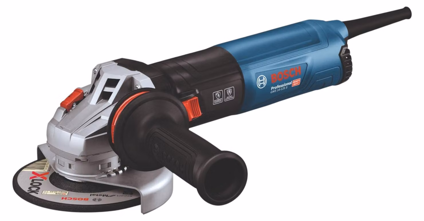 Bosch Professional GWS 14-125 - - Smerigliatrice angolare (1400 W, 11500 giri/min, Ø 125 mm, velocità regolabile, antivibrazione, KickBack Control, in valigetta)