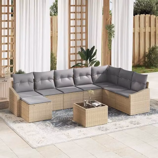 Set di divani 9 pz Beige polyrattan 3346850