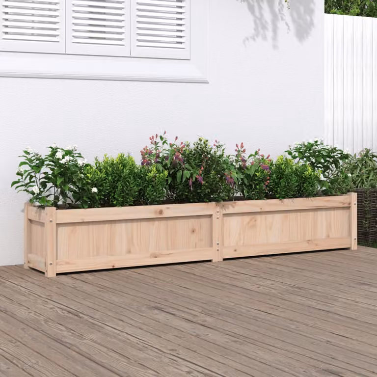 vidaXL Fioriera da Giardino in Legno di Pino Marrone L: 180 cm, P: 31 cm, H: 31 cm