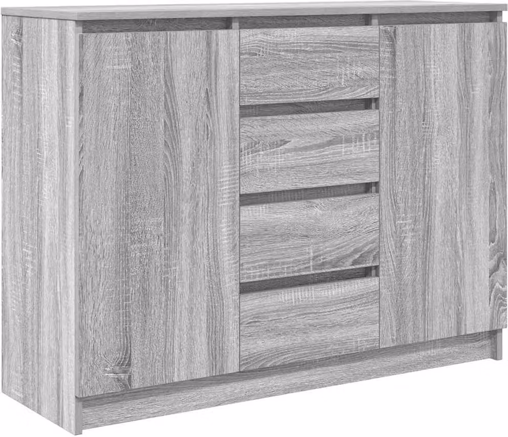 Credenza con Cassetti Grigio Sonoma 100,5x35x76cm in Truciolato