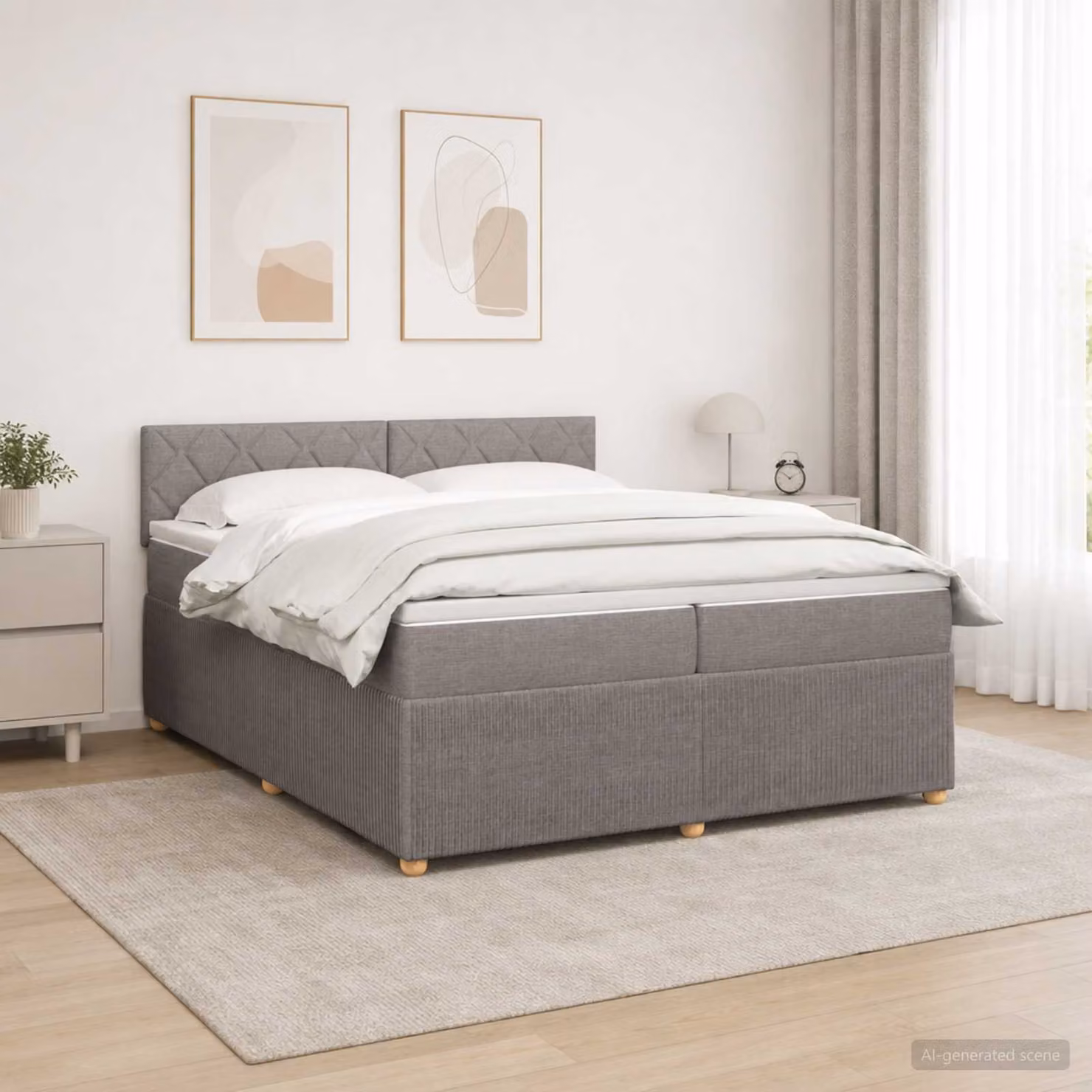Letto box spring con materasso vidaXL in tessuto Tortora L/P: 200 x 200 cm