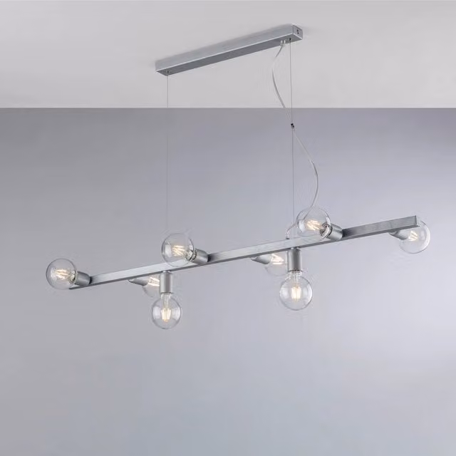 Lampadario Contemporaneo Fabian Metallo Argento 8 Luci E27
