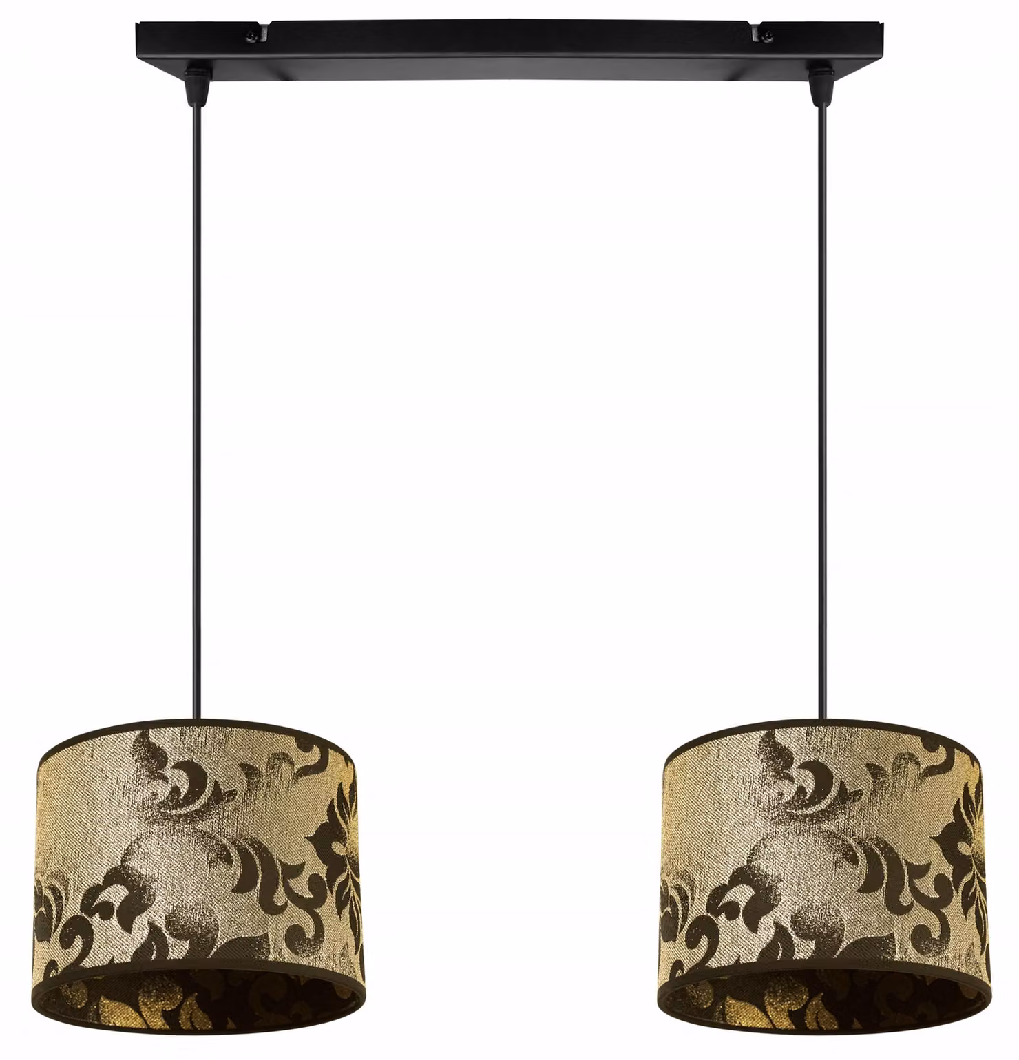 Lampada a sospensione, lampadario, paralume, motivo dorato