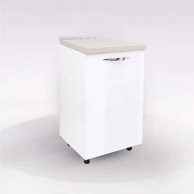 Base Cucina Componibile Bianco Lucido 45 cm con Top e Maniglia Cromo