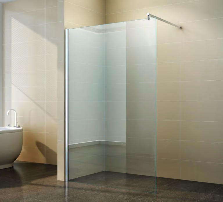 Pannello laterale per cabina doccia walk-in, vetro trasparente da 10 mm, altezza 110 cm, trattamento NANO, marca Mars