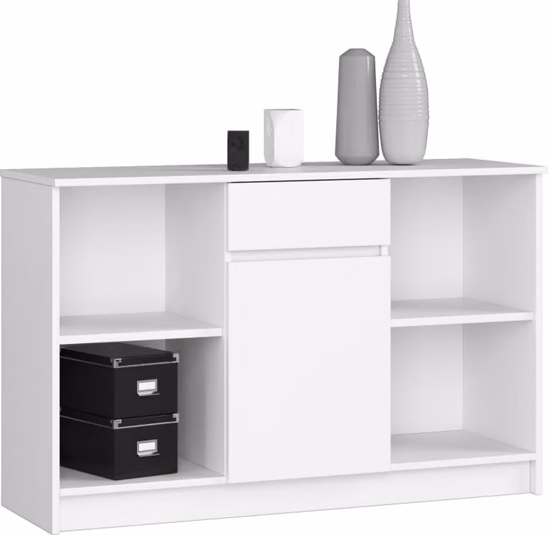 Comò elegante bianco B-17 con spazio di archiviazione e design minimalista